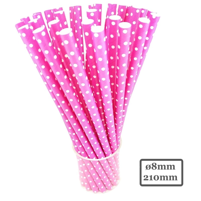 Ekologiczne słomki papierowe - 100 sztuk 8x210 mm (100% biodegradowalne)