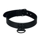 Bondage Fetish erotic collar with chain - black