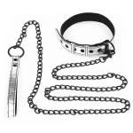 Obroża erotyczna Bondage Fetish z łańcuszkiem - srebrna