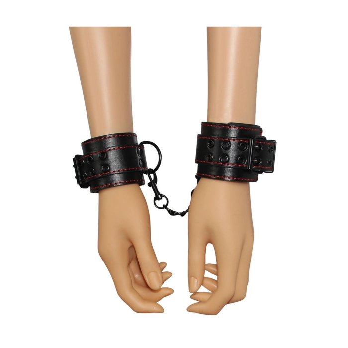 Studded leather handcuffs