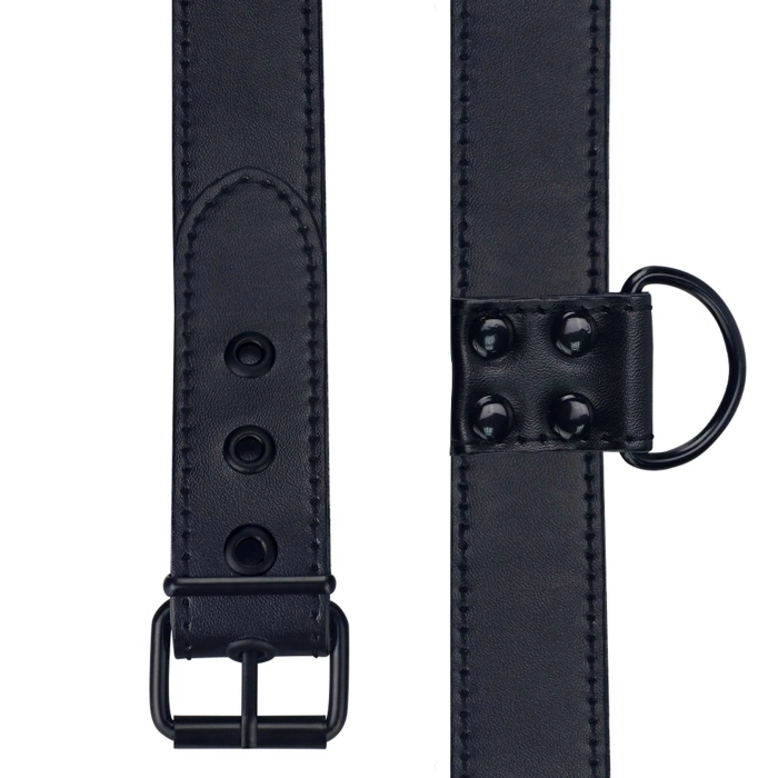 Bondage Fetish erotic collar with chain - black
