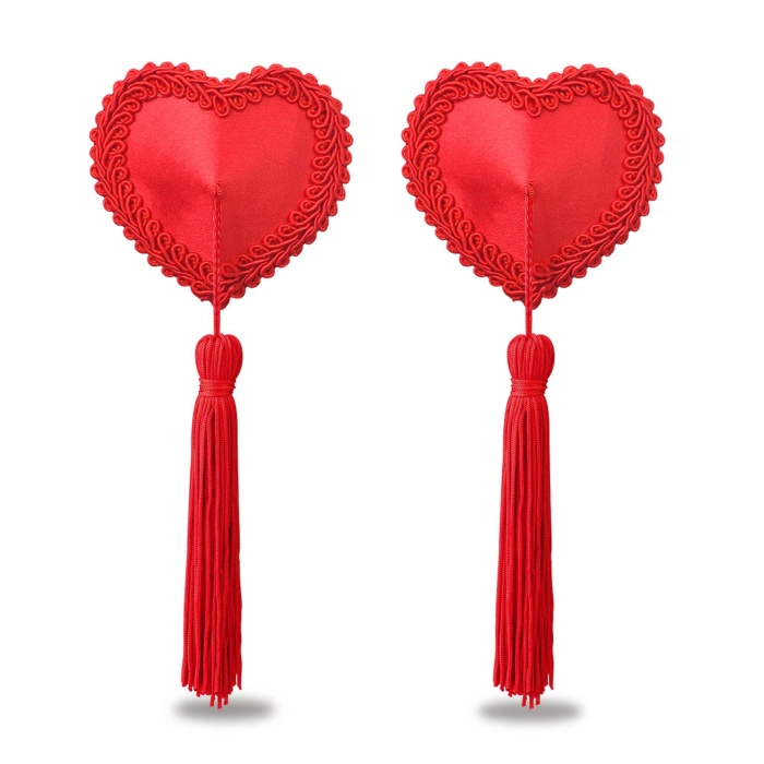 Reusable stickers for nipples - hearts with tassels