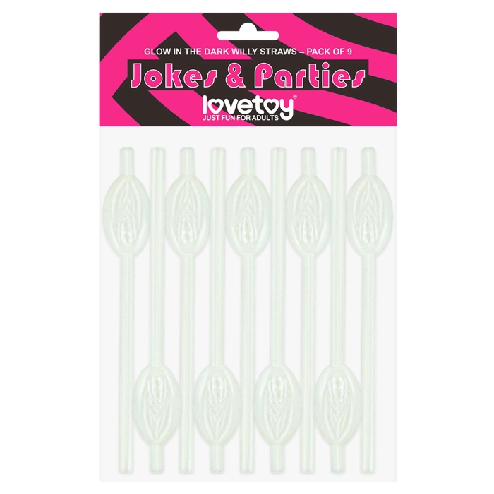 Penis straws 9 pieces - glow in the dark