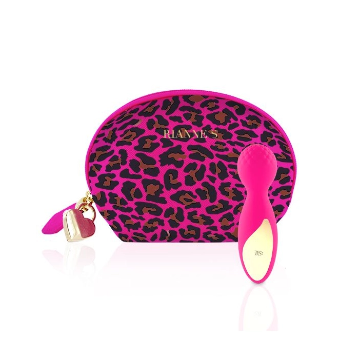 Mini wand vibrator + cosmetic bag - pink