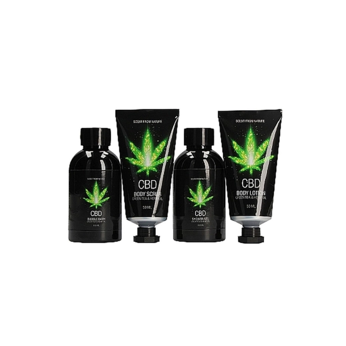 Luxe Travel Kit mit CBD-Bad Grüner Tee mit Hanföl