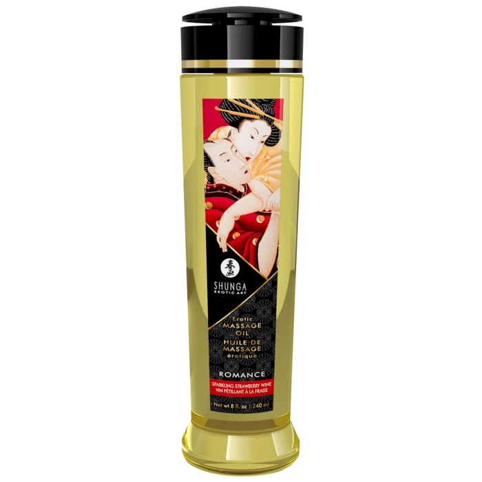 Shunga exklusives Massageöl - Erdbeerwein