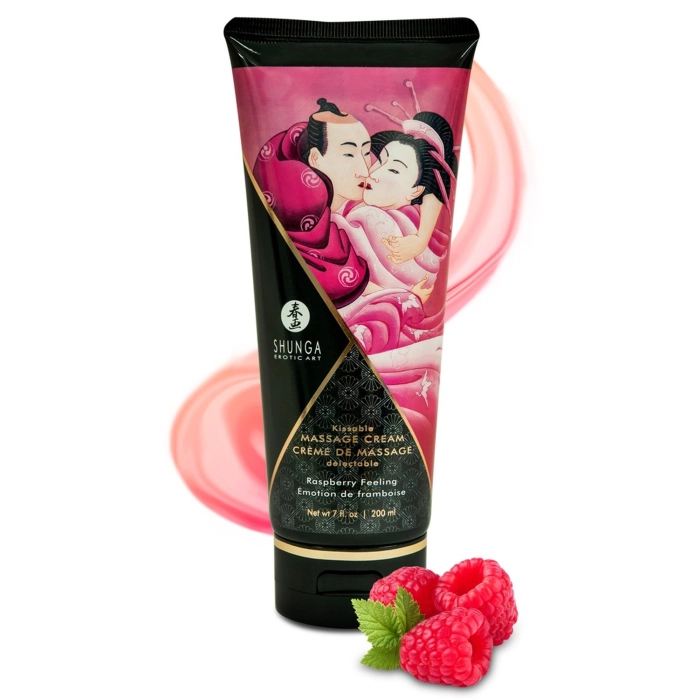 Jadalny krem do masażu Shunga 200 ml - malinowe pocałunki