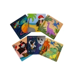 Drewniane puzzle dla dzieci kosmos piraci dinozaury mix