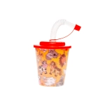 Kubek plastikowy z rurką i wieczkiem - wiejskie zwierzęta 3D