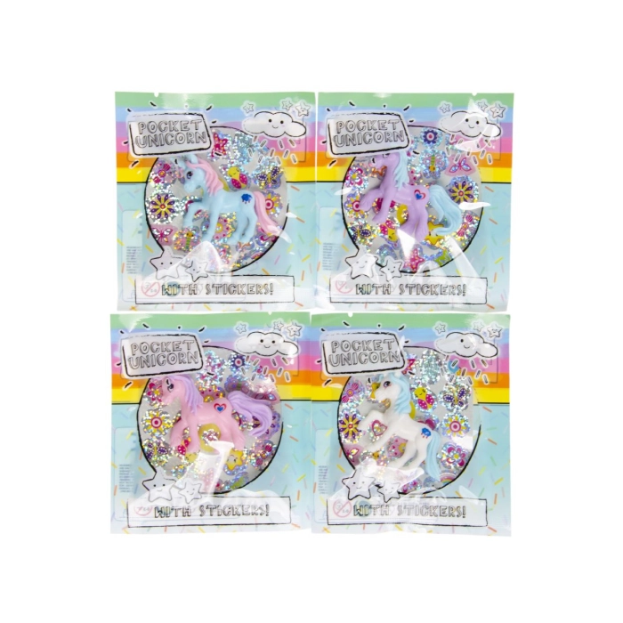 Mini-Einhorn-Figur mit Aufkleber-Mix