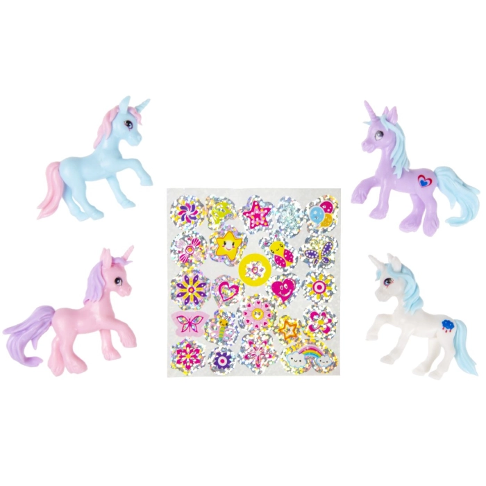 Mini-Einhorn-Figur mit Aufkleber-Mix
