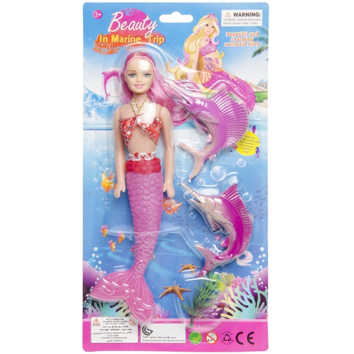 Lalka syrenka + morskie zwierzątka - 29 cm