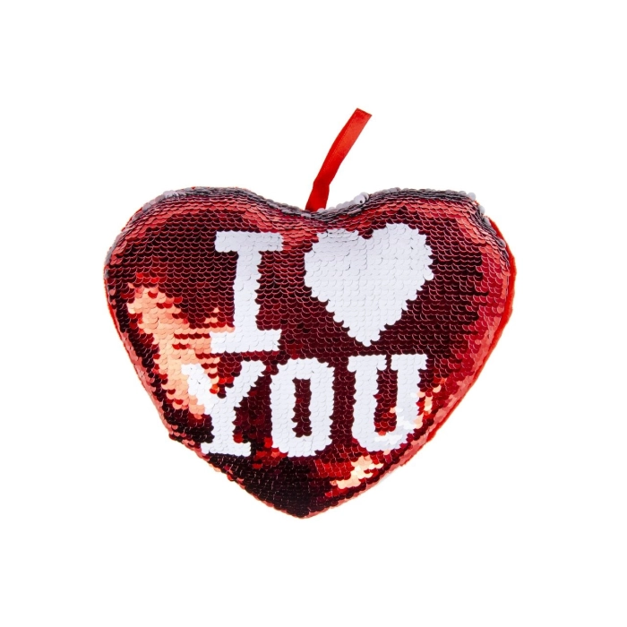 Poduszka Serce I Love You z cekinami