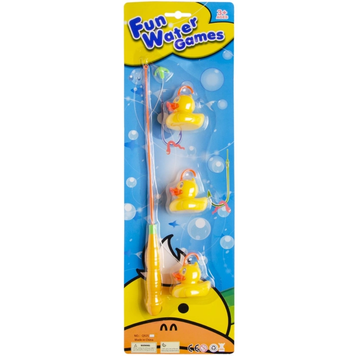 A fishing rod with ducks, a water toy