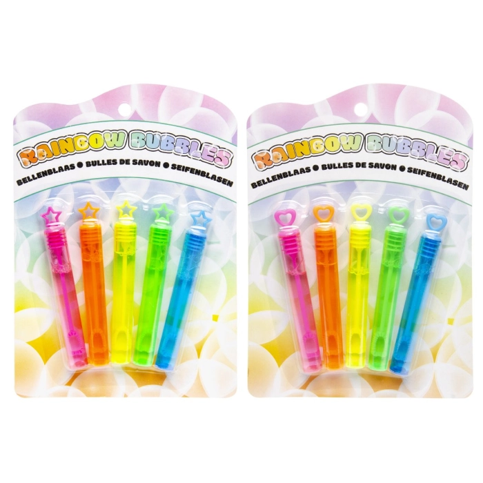 Rainbow soap bubbles stars or hearts