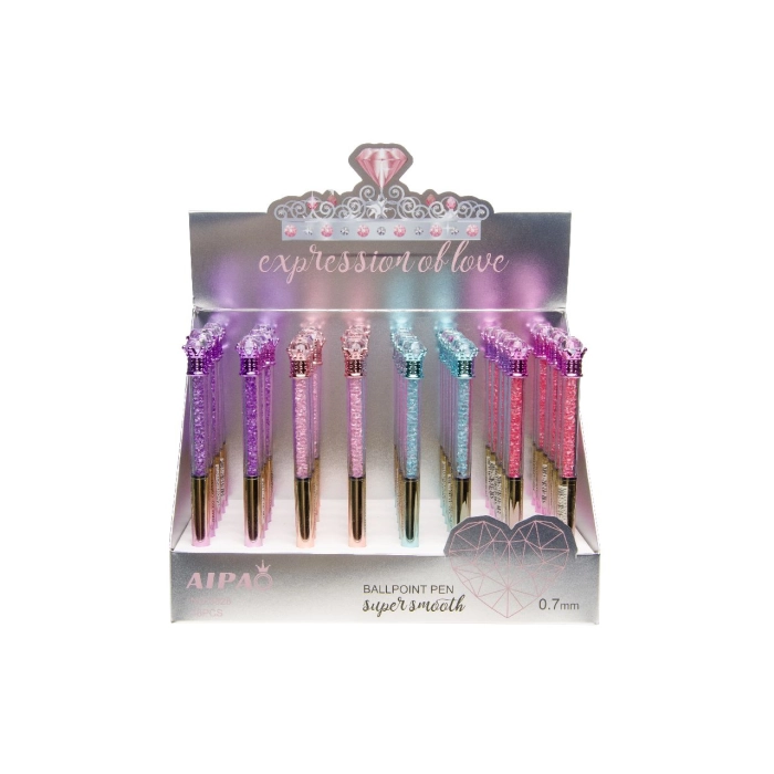 Princess pen with crown and glitter