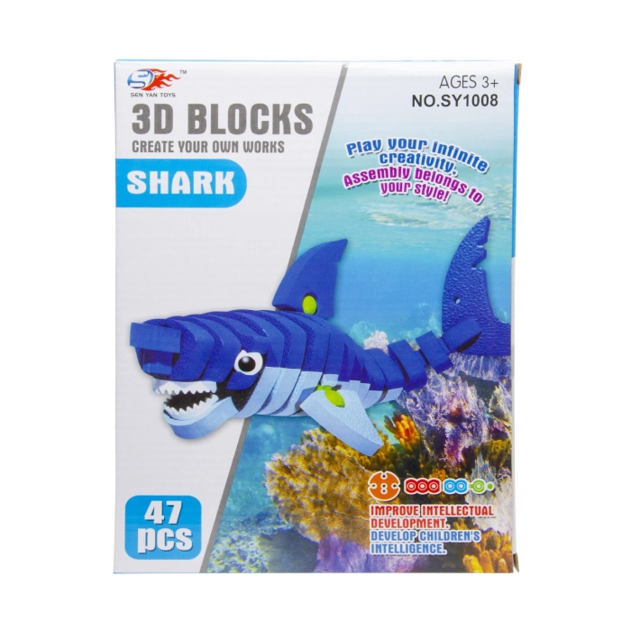 Zbuduj rekina lub konia - puzzle 3D mix