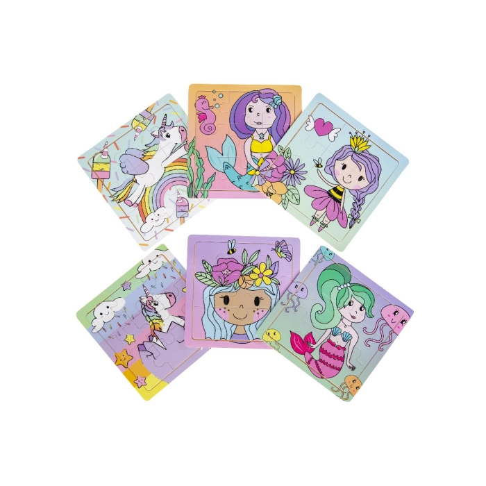Wooden puzzle for children mermaids unicorns spring mix
