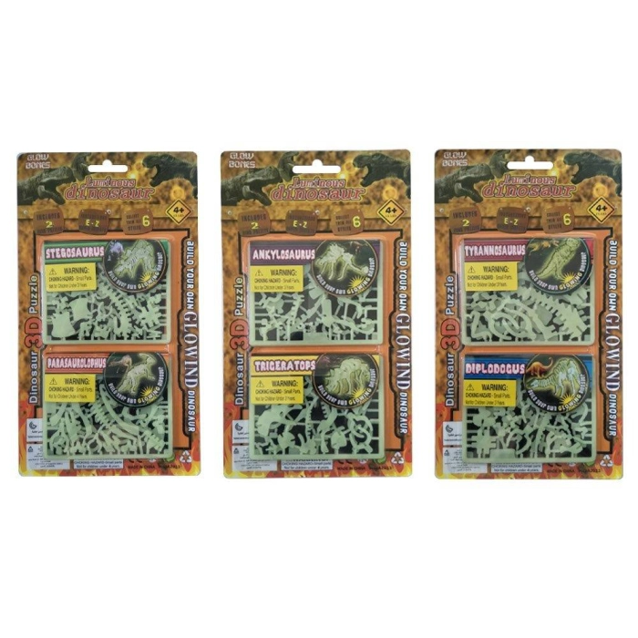 2 foldable dinosaurs glow in the dark