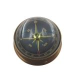 Brass lenticular compass with floating black dial