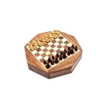 Magnetic chess pieces in an octagonal box