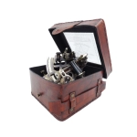 Brass sextant in leather case