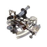 Brass sextant in leather case