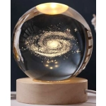 Kristálygömb fa alapon Milky Way LED
