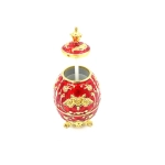 Replika jaja Faberge - czerwono-złote, z motywem róży