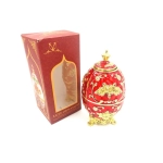 Replika jaja Faberge - czerwono-złote, z motywem róży