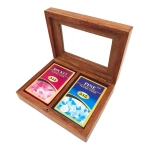 Kartenset in eleganter Holzbox mit Glasdeckel