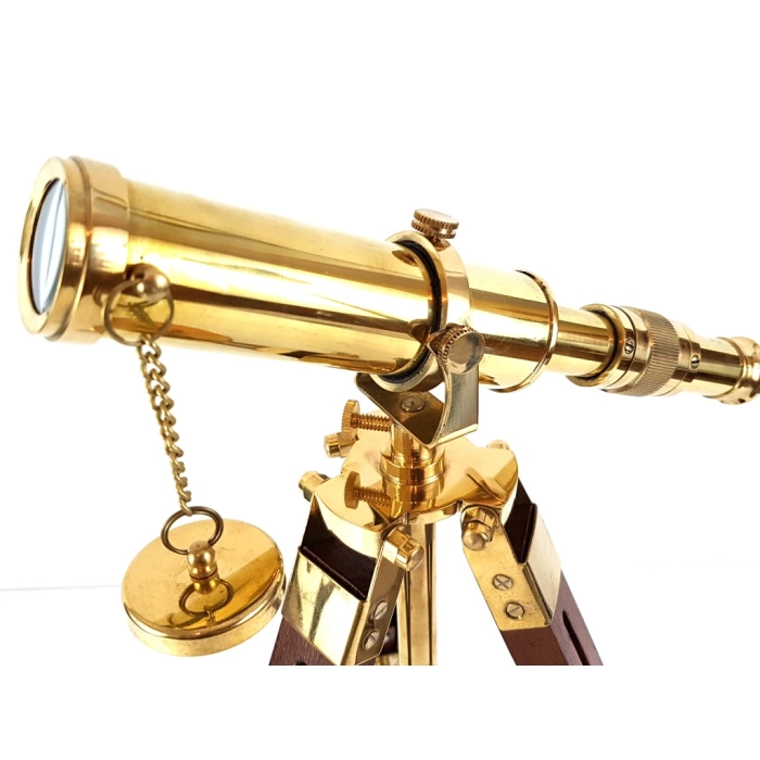 Vintage Decorative Telescope – Brass and Wood in Nautical Style