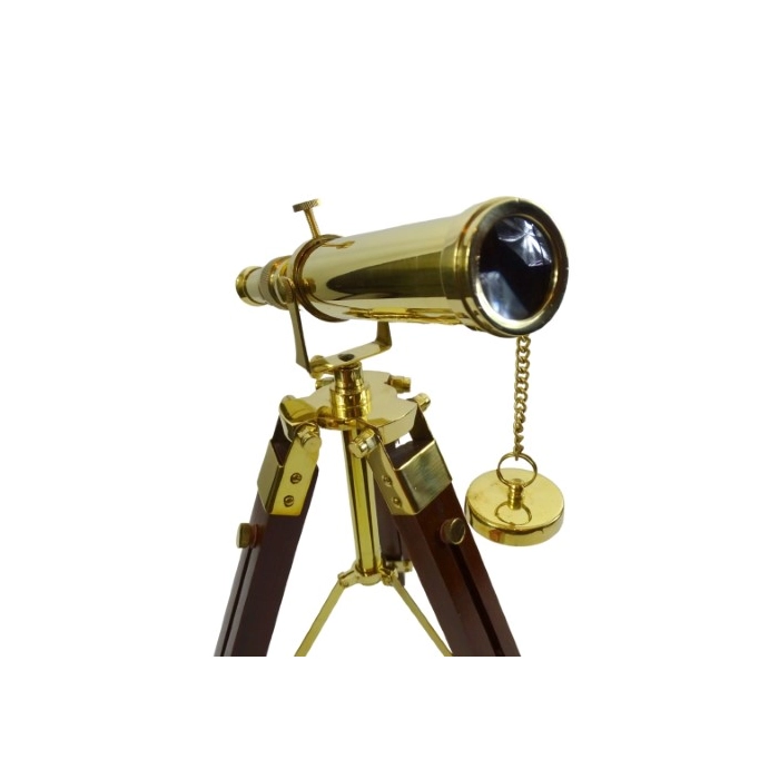 Vintage Decorative Telescope – Brass and Wood in Nautical Style