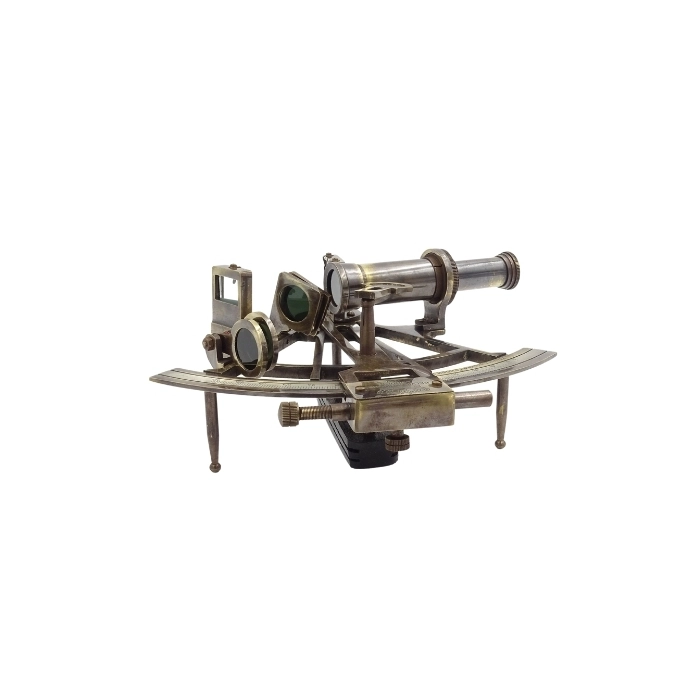 Brass sextant in a wooden box - XL
