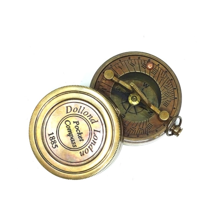Brass compass with sundial