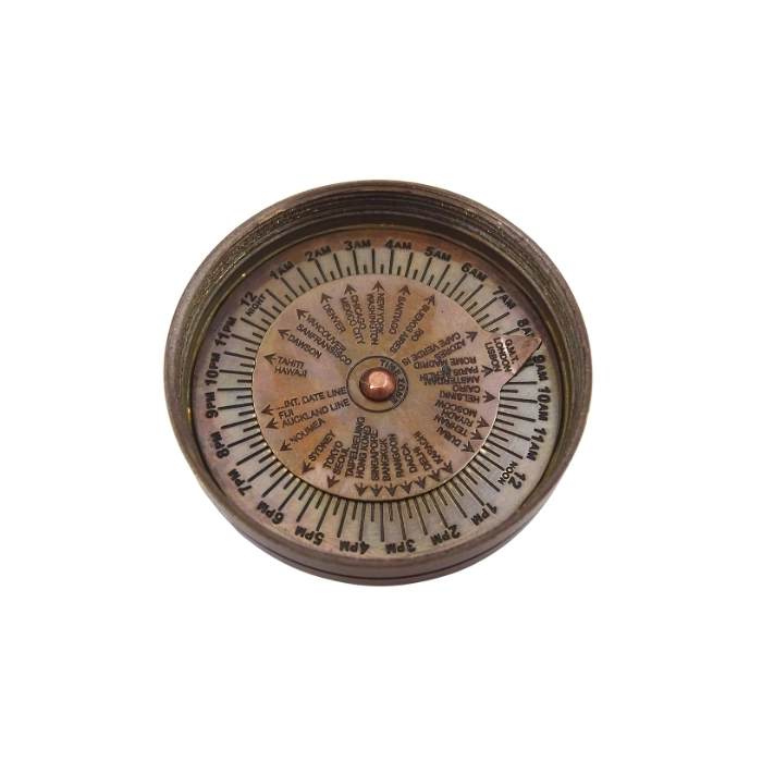 Brass compass with sundial