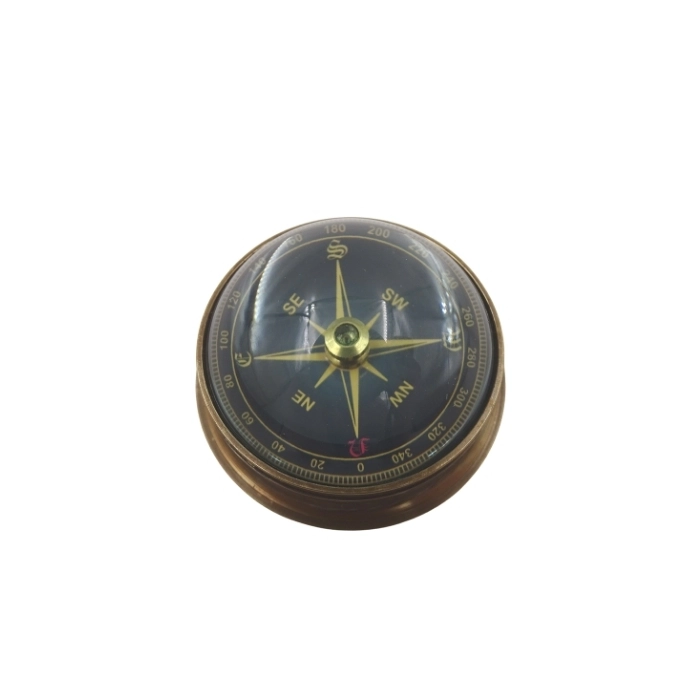 Brass lenticular compass with floating black dial