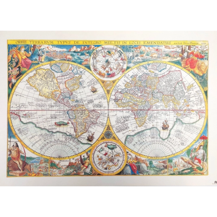 Stara Mapa Świata - Orbis Terrarum reprint - P. Plancius, 1594 r.