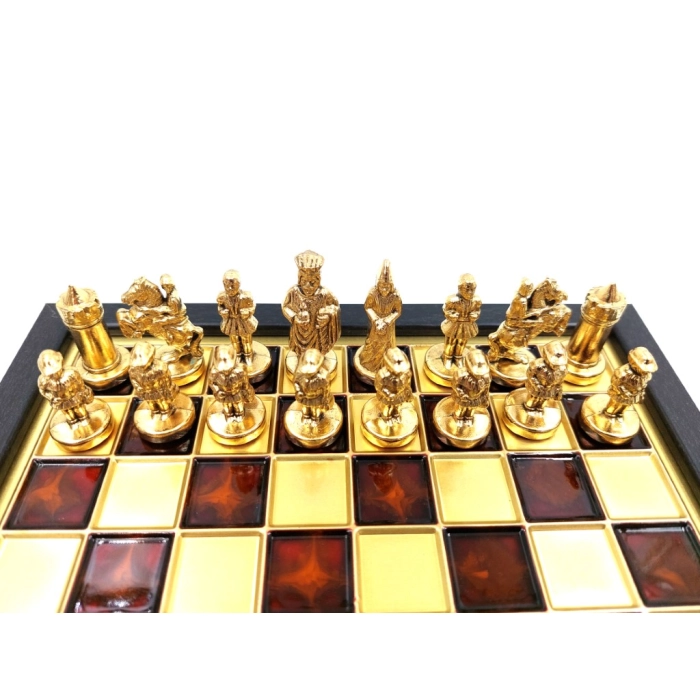 Exklusive Makedonische Dynastie Metall Schachspiel - Schachbrett 20x20cm