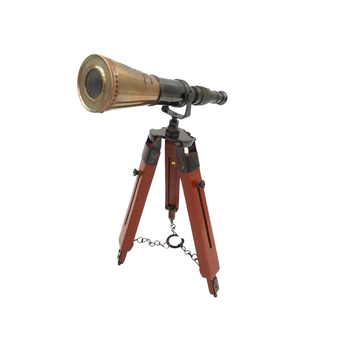Brass Spyglass on Tripod - Sea Tales in Sight