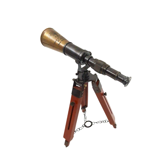 Brass Spyglass on Tripod - Sea Tales in Sight