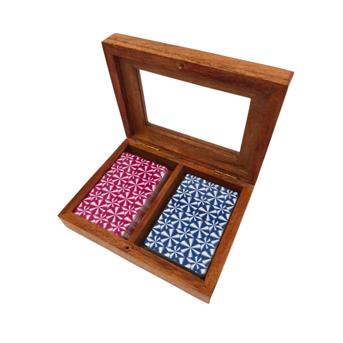 Kartenset in eleganter Holzbox mit Glasdeckel