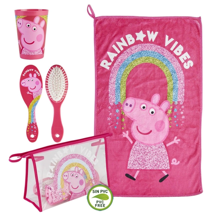 Zestaw łazienkowy Świnka Peppa kosmetyczka + ręcznik + kubek + szczotka - produkt licencyjny