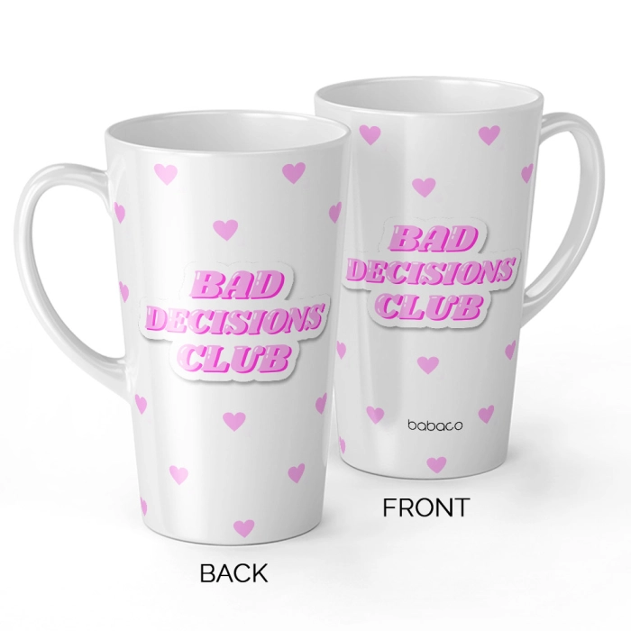 Bed Decisions Club ceramic latte mug