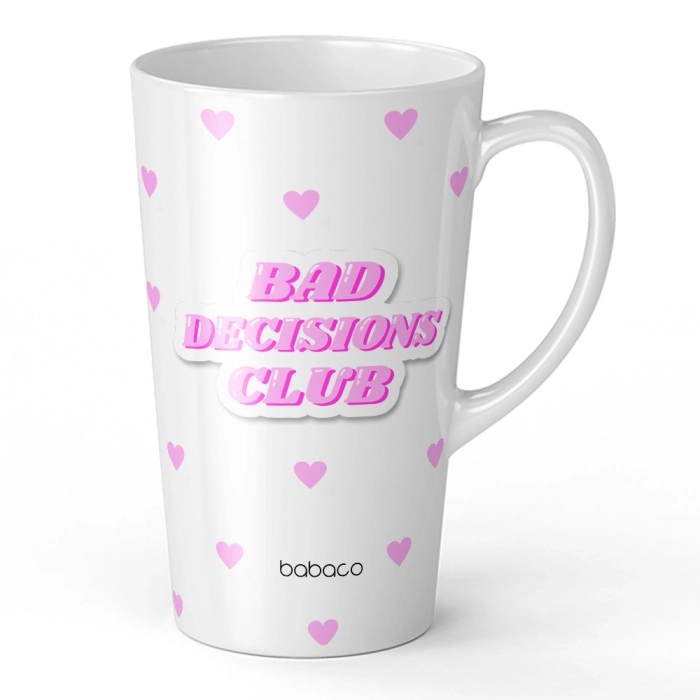 Bed Decisions Club ceramic latte mug