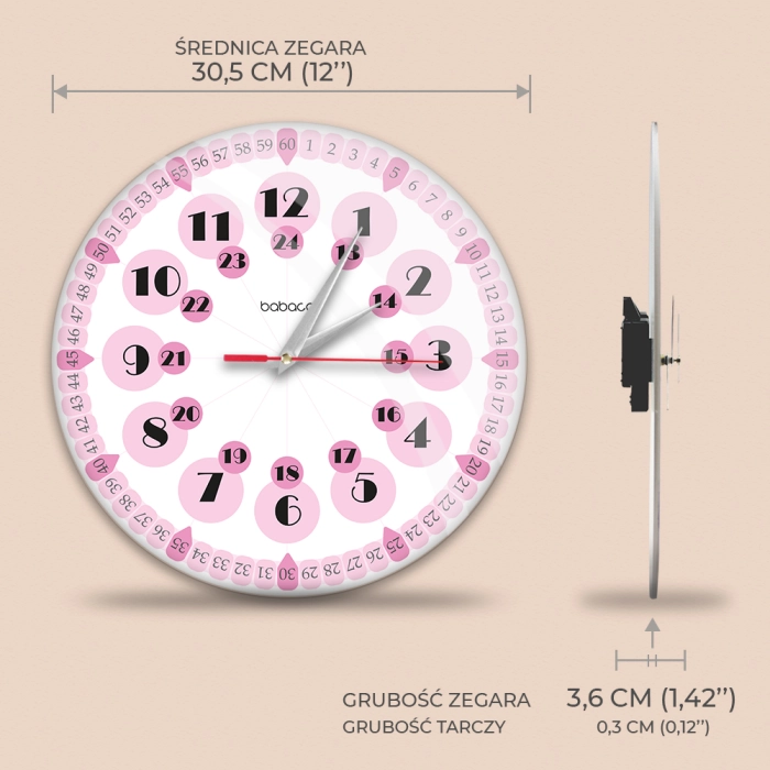 Educational wall clock 30.5 cm Babaco - Licensed product