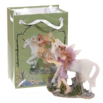 Waldfee-Figur mit Einhorn in Tasche