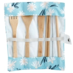 Bambusowe sztućce w etui - Stokrotka