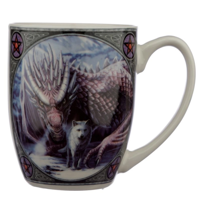 Porcelain mug Dragon and Wolf - Lisa Parker