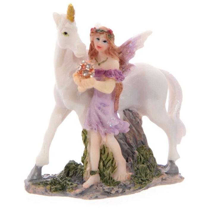 Waldfee-Figur mit Einhorn in Tasche